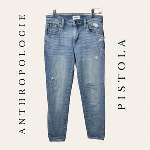 Women’s ANTHROPOLOGIE PISTOLA STRAIGHT LEG DENIM JEANS SIZE 25 LIGHT‎ WASH COLOR